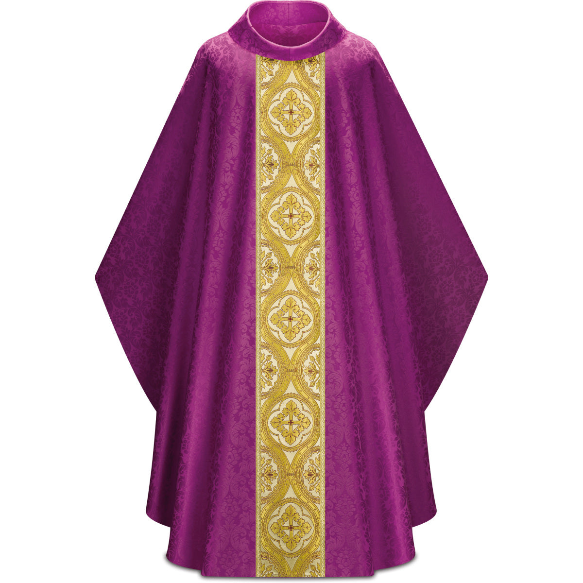 Chasuble Gothique Slabbinck en Brocart Damassé Duomo avec Col Roulé