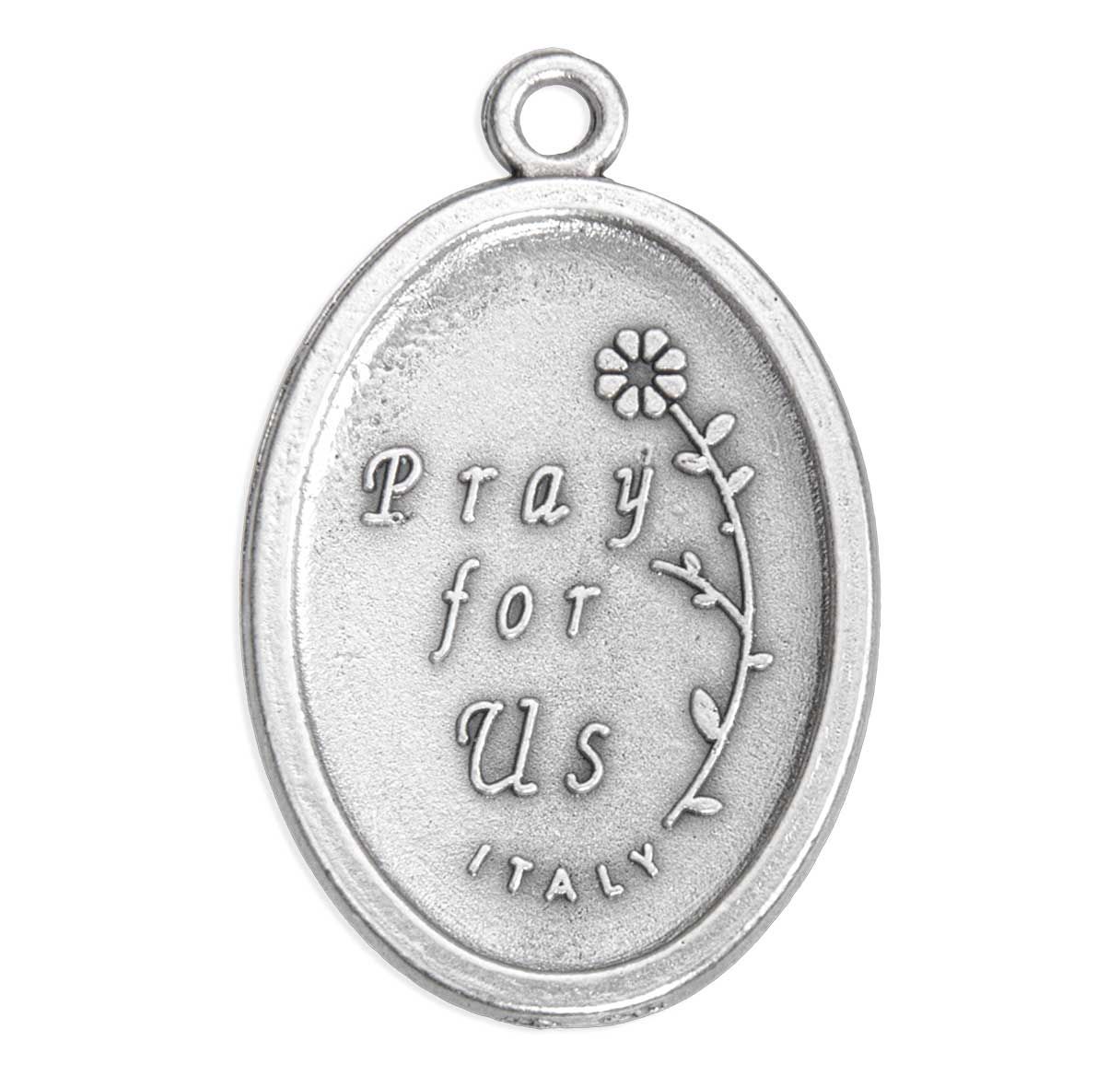 Médaille ovale vieillie en argent oxydé de Saint Charbel