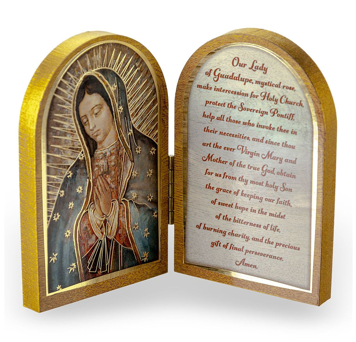 Our Lady of Guadalupe Standing Natural Wood Diptych