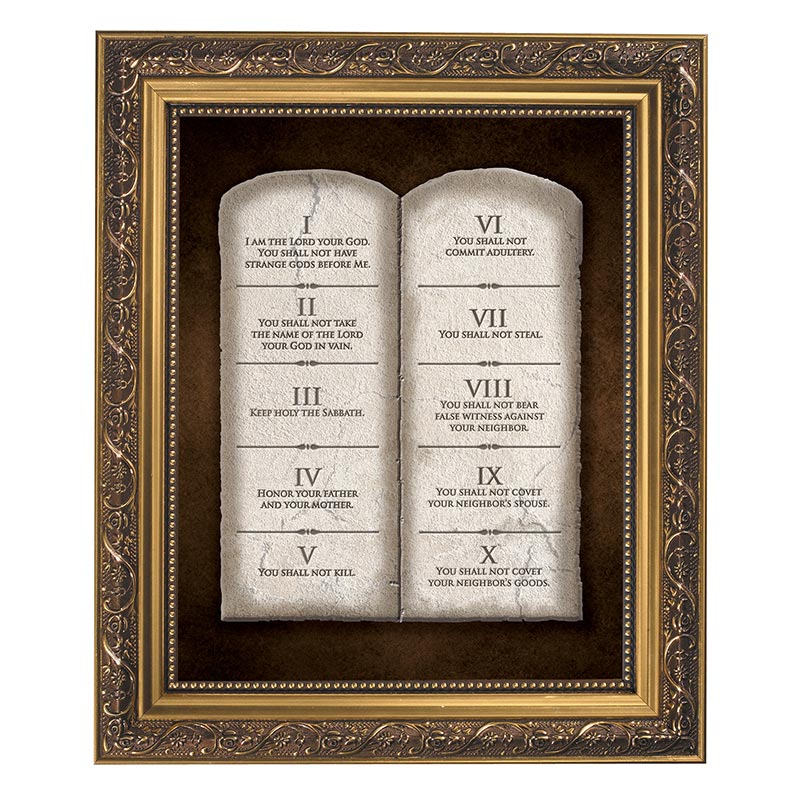 Ten Commandments Gold Framed Picture 11 x 13"