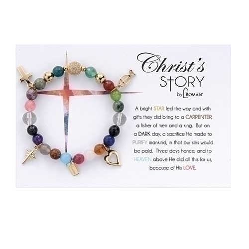Christ's Story Multicolour Agate Bracelet 7"