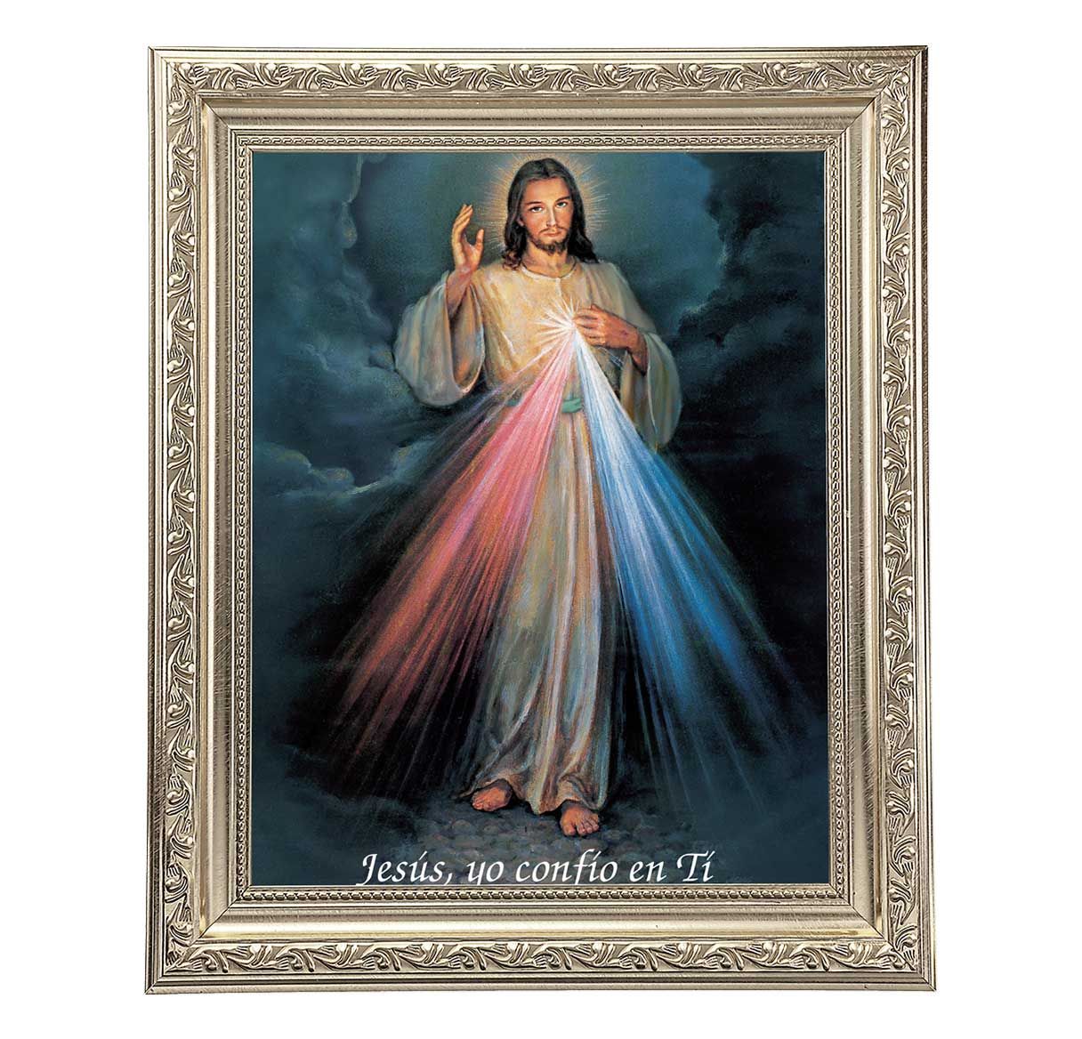Cuadro de la Divina Misericordia con Marco Dorado 8 x 10"