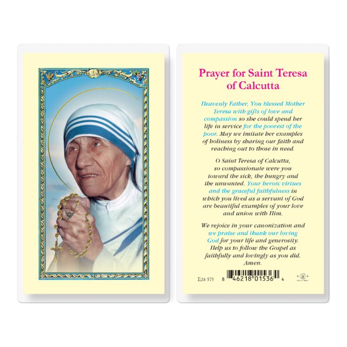 Saint Mother Teresa Laminated Holy Card (800-1283)