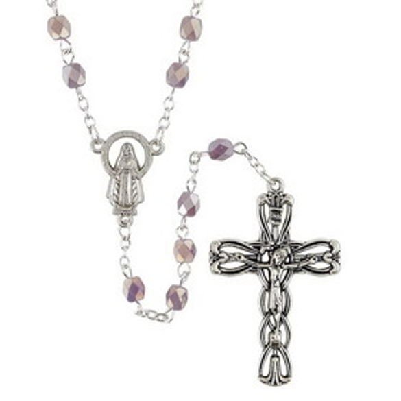 Lacquered Finish Amethyst Rosary