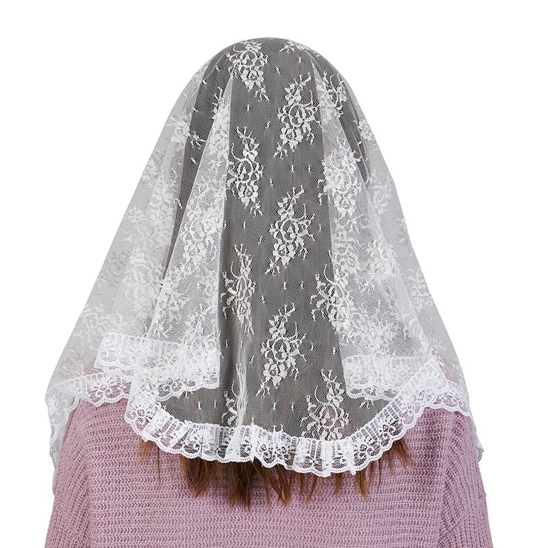 Black or White Mantilla Lace Chapel Veil