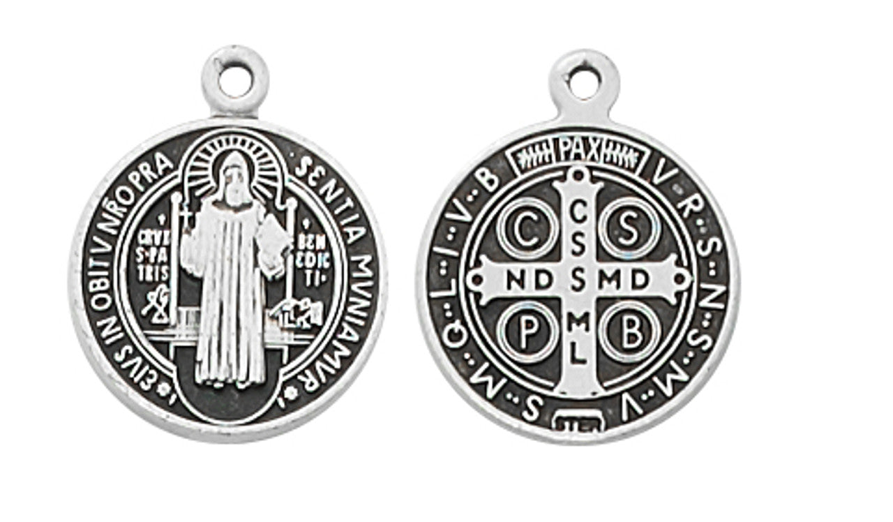 Round Sterling Silver St. Benedict Medal 1/2"