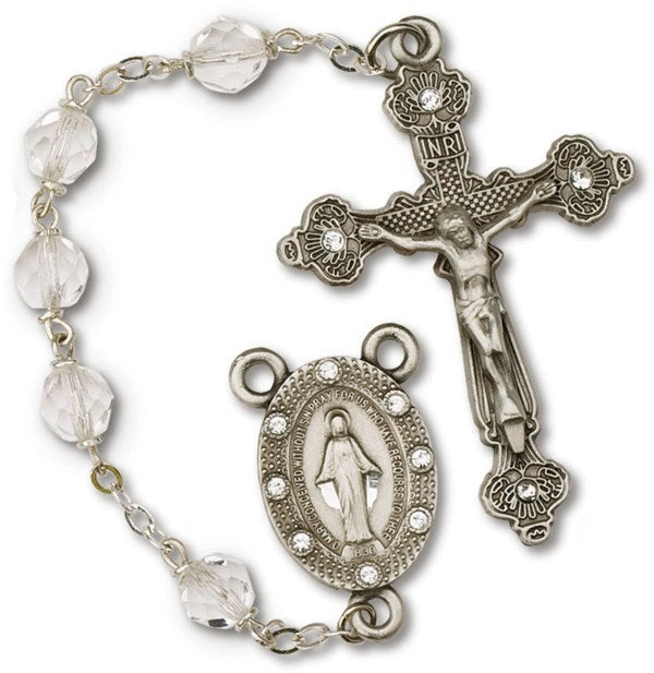 Crystal and Silver Crucifix Rosary
