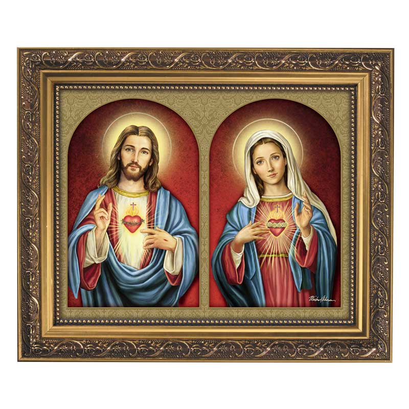 Sacred Hearts Ornate Framed Print 8 x 10"