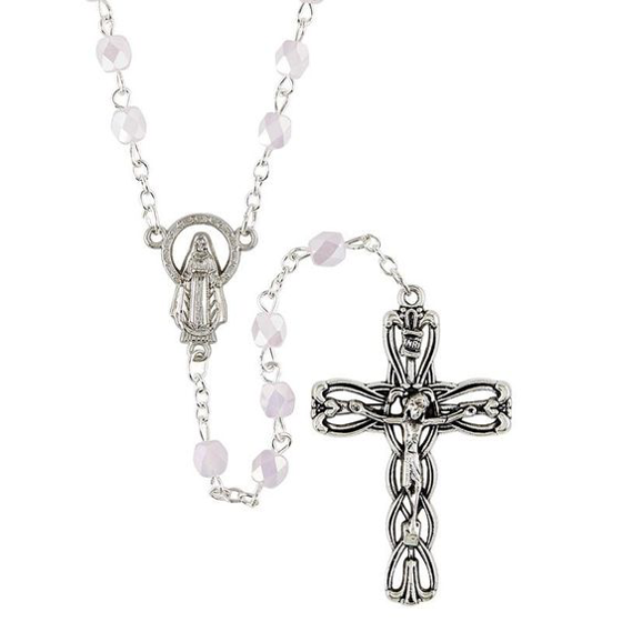 Lacquered Finish Pink Rosary