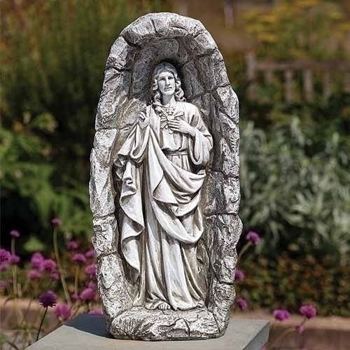 Sacred Heart Grotto Solar LED Garden Statue 18.75"