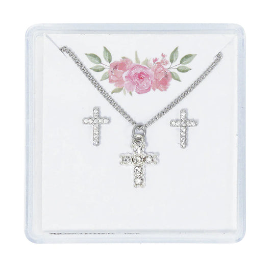 Necklace and Earrings - Cross Pendant Set