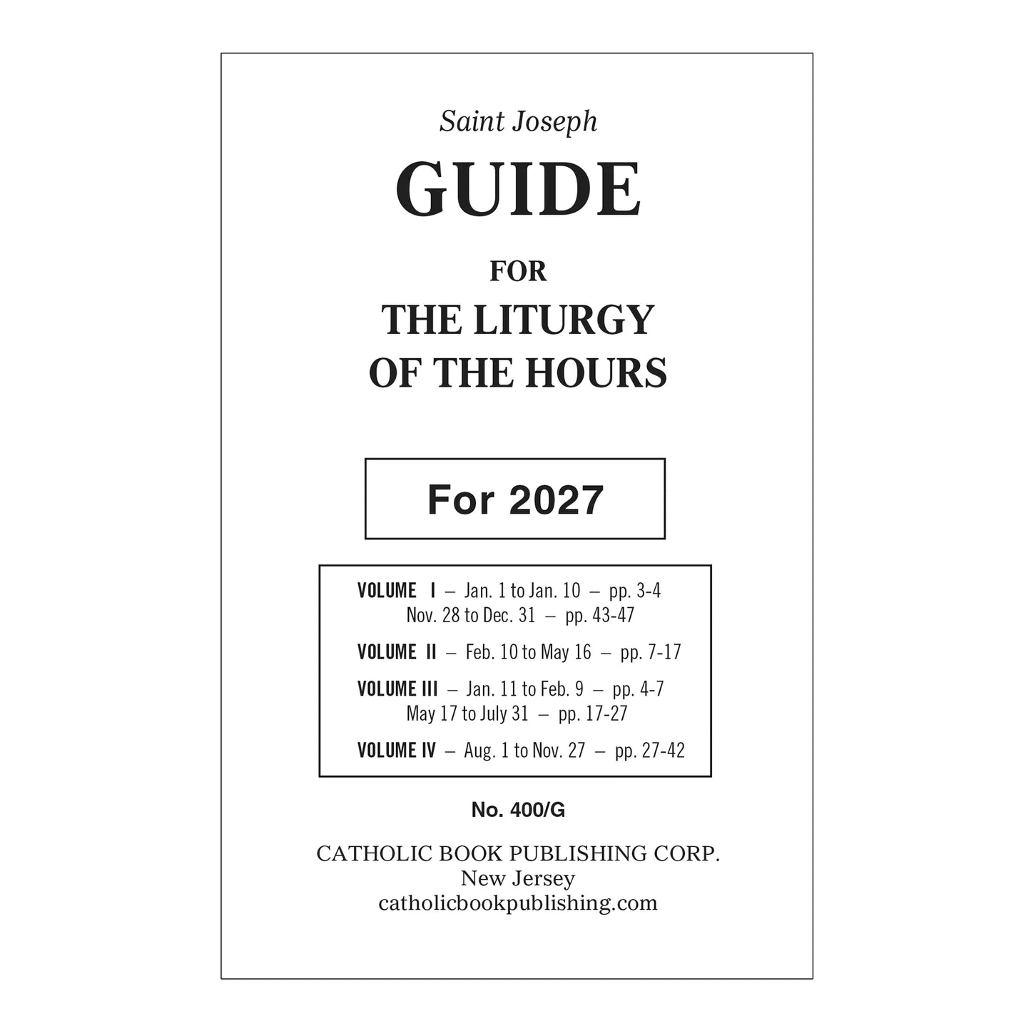 Annual Guide for Liturgy of the Hours 2027