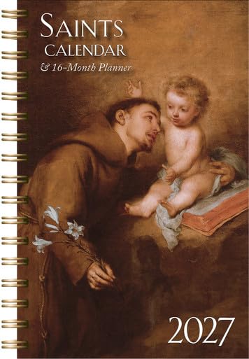 2027 Saints calendar with illustration of a man and child on cover