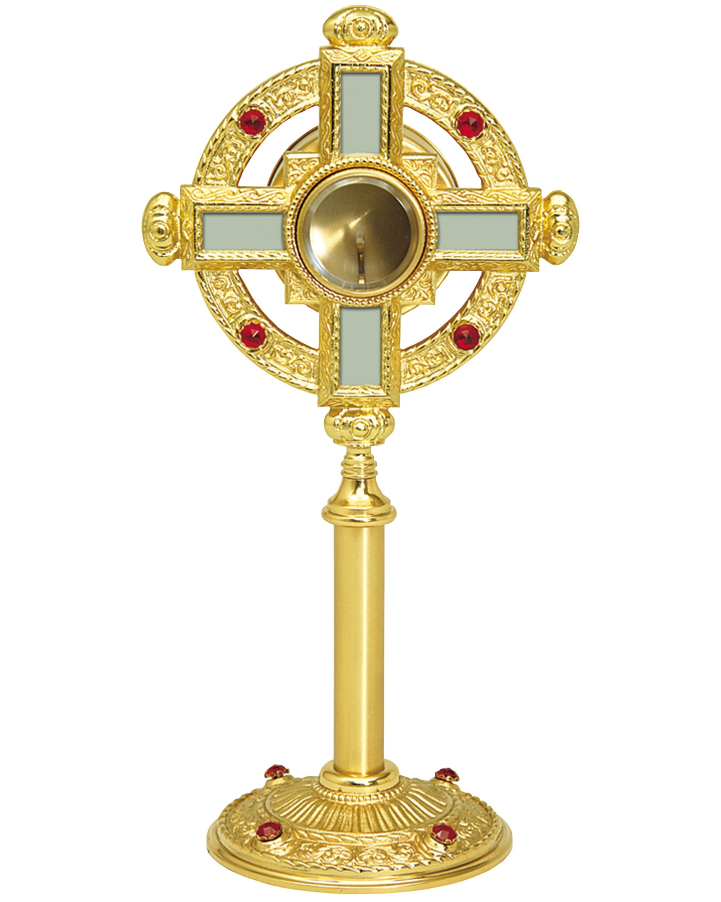Custodia chapada en oro de 24 quilates y cristal rubí – 38 cm