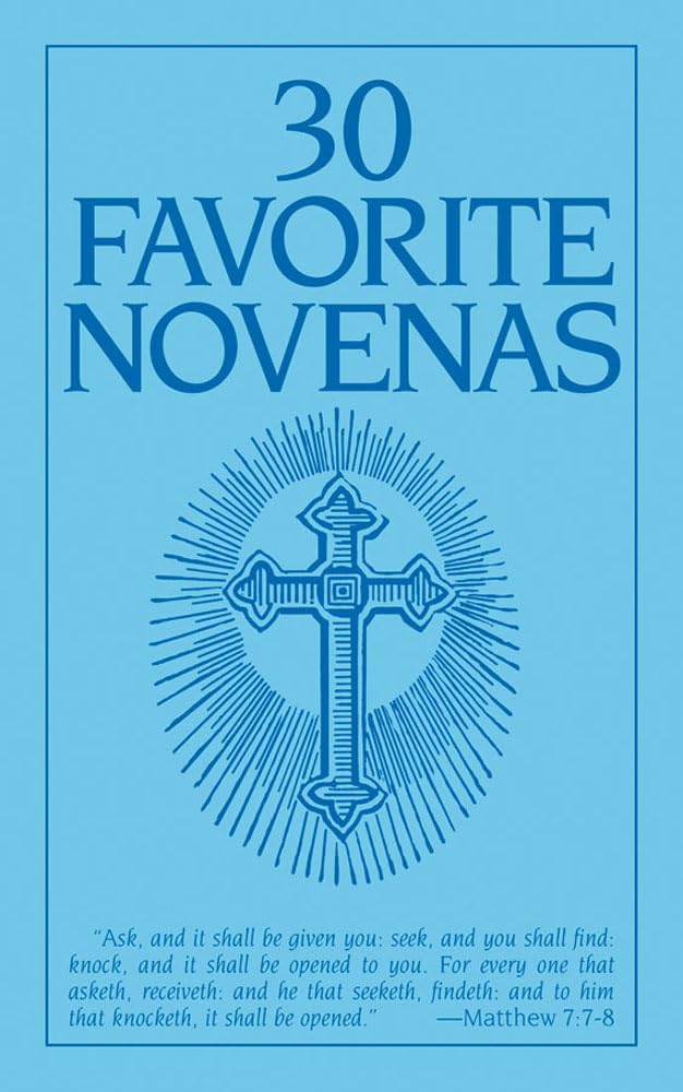 Book cover of '30 Favorite Novenas' with a cross design on a blue background