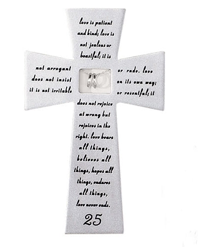 Love Never Fails 25th Anniversary Wall Cross 7"