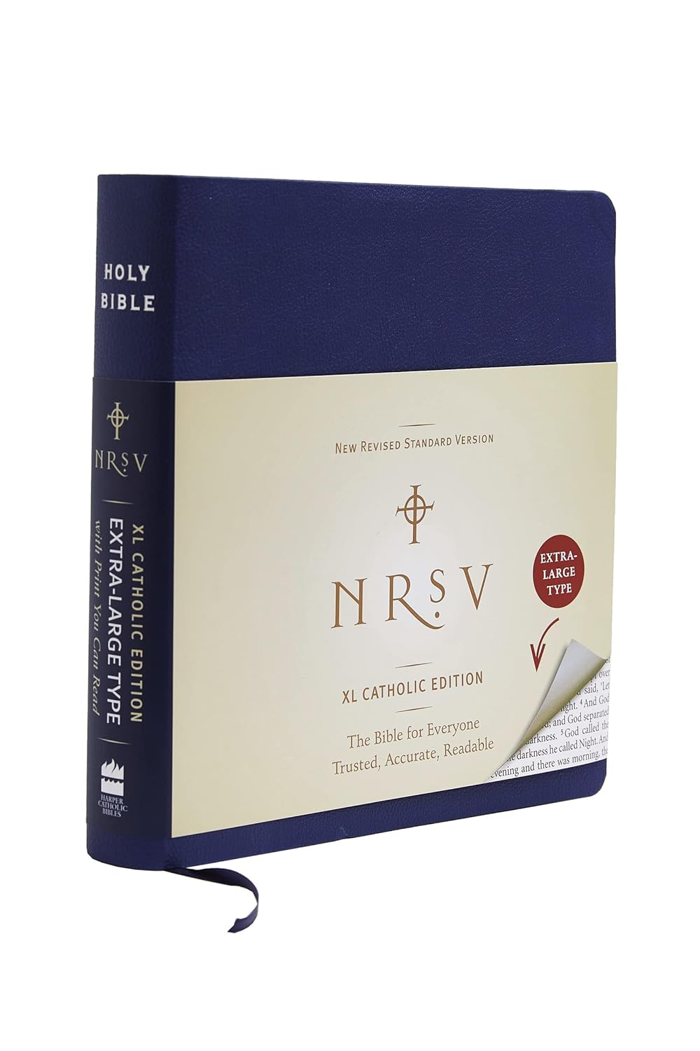 Biblia NRSV Edición Católica, letra extragrande, azul marino