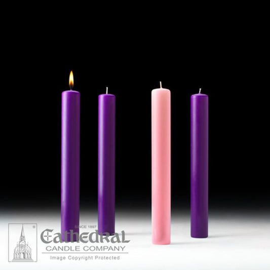 Juegos de velas de Adviento para iglesia de cera de abejas al 51% (1-1/2x12)