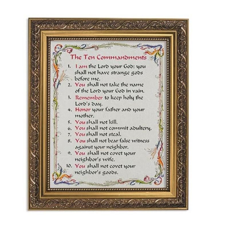 Ten Commandments Wood-Framed Picture 8 x 10"