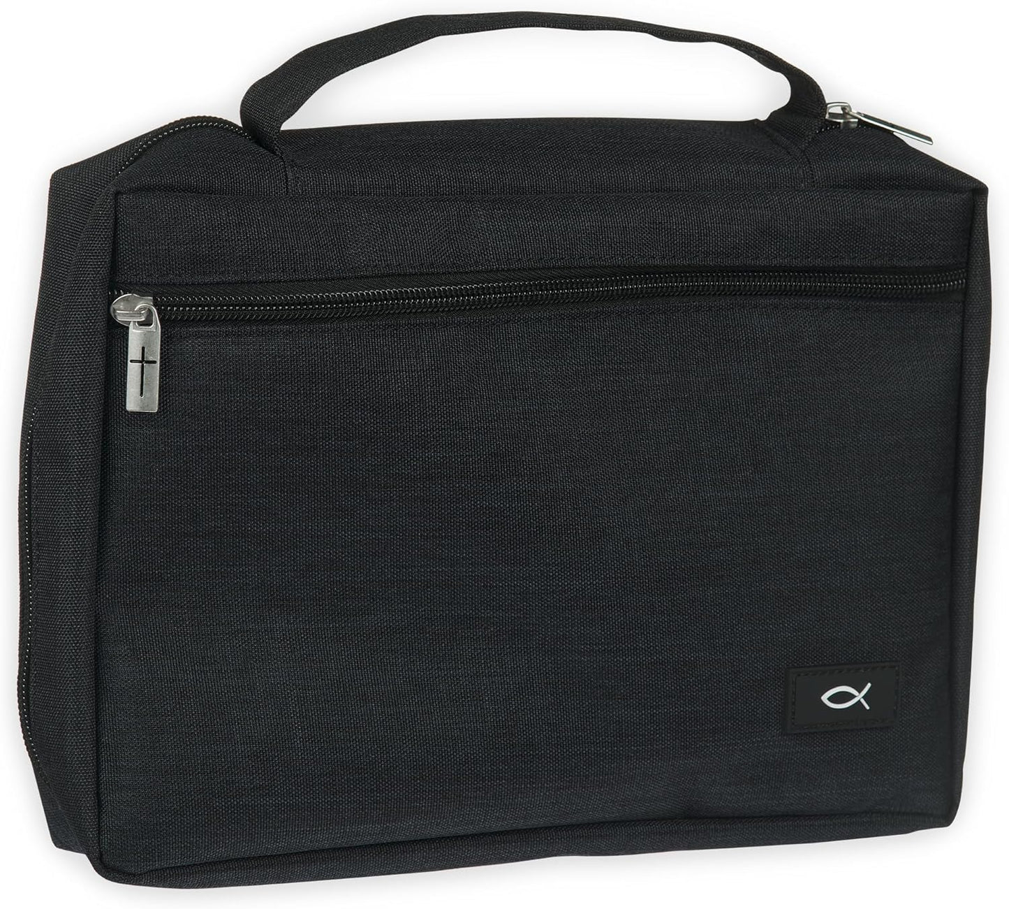 Medium Black Bible Cover with Ichthus