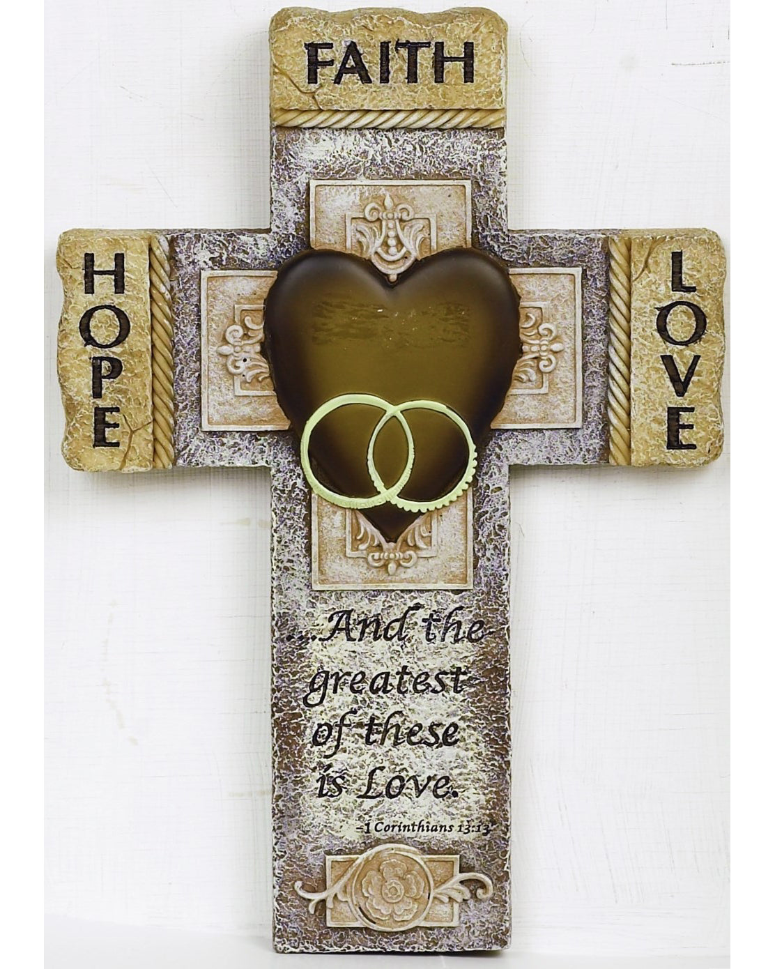 Faith Hope Love Wedding Wall Cross 10"