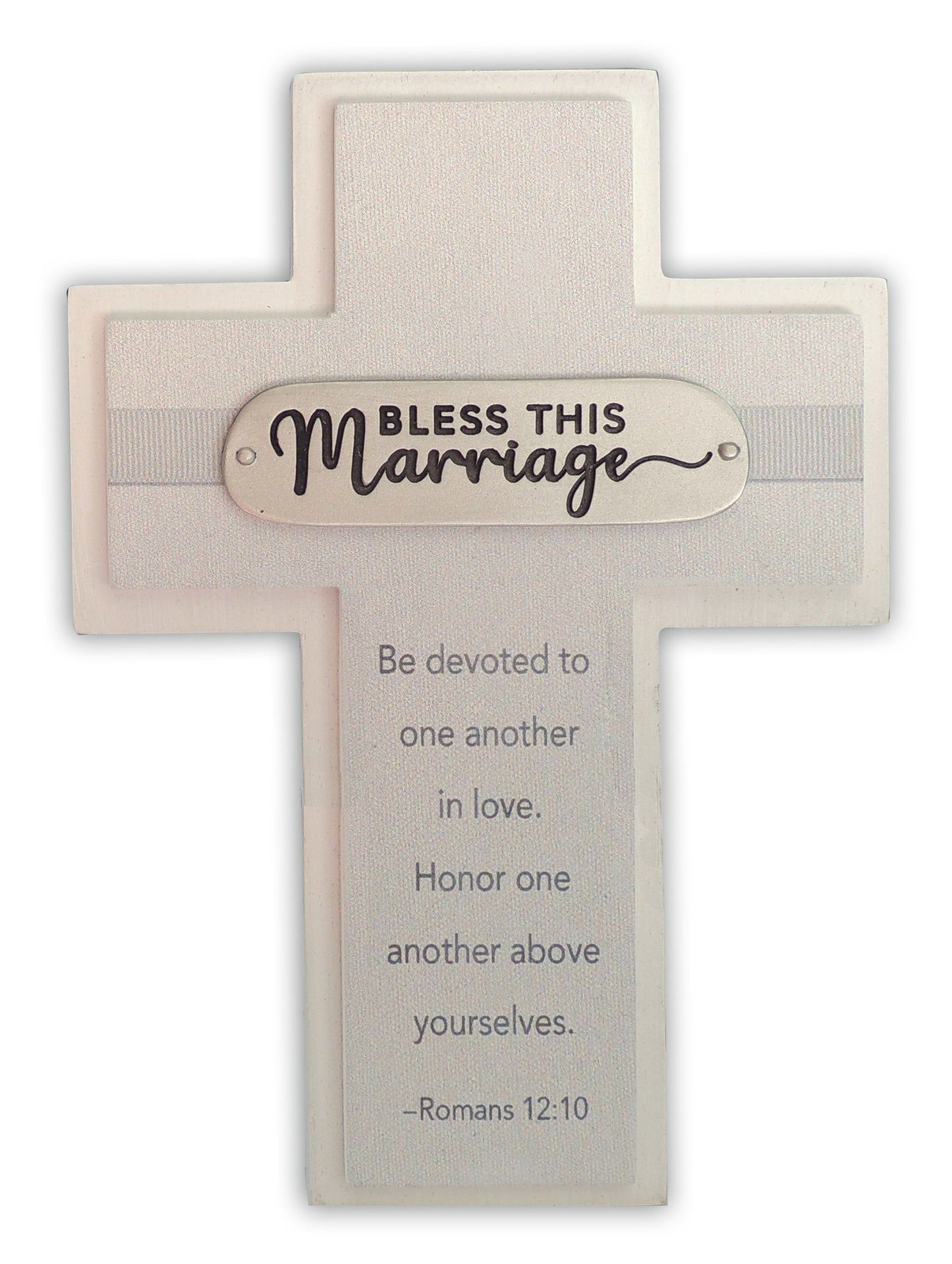 Marriage Wall Cross with Metal Accent 7"