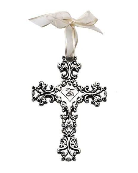 Cruz de pared calada de metal del 25º aniversario de 5 pulgadas