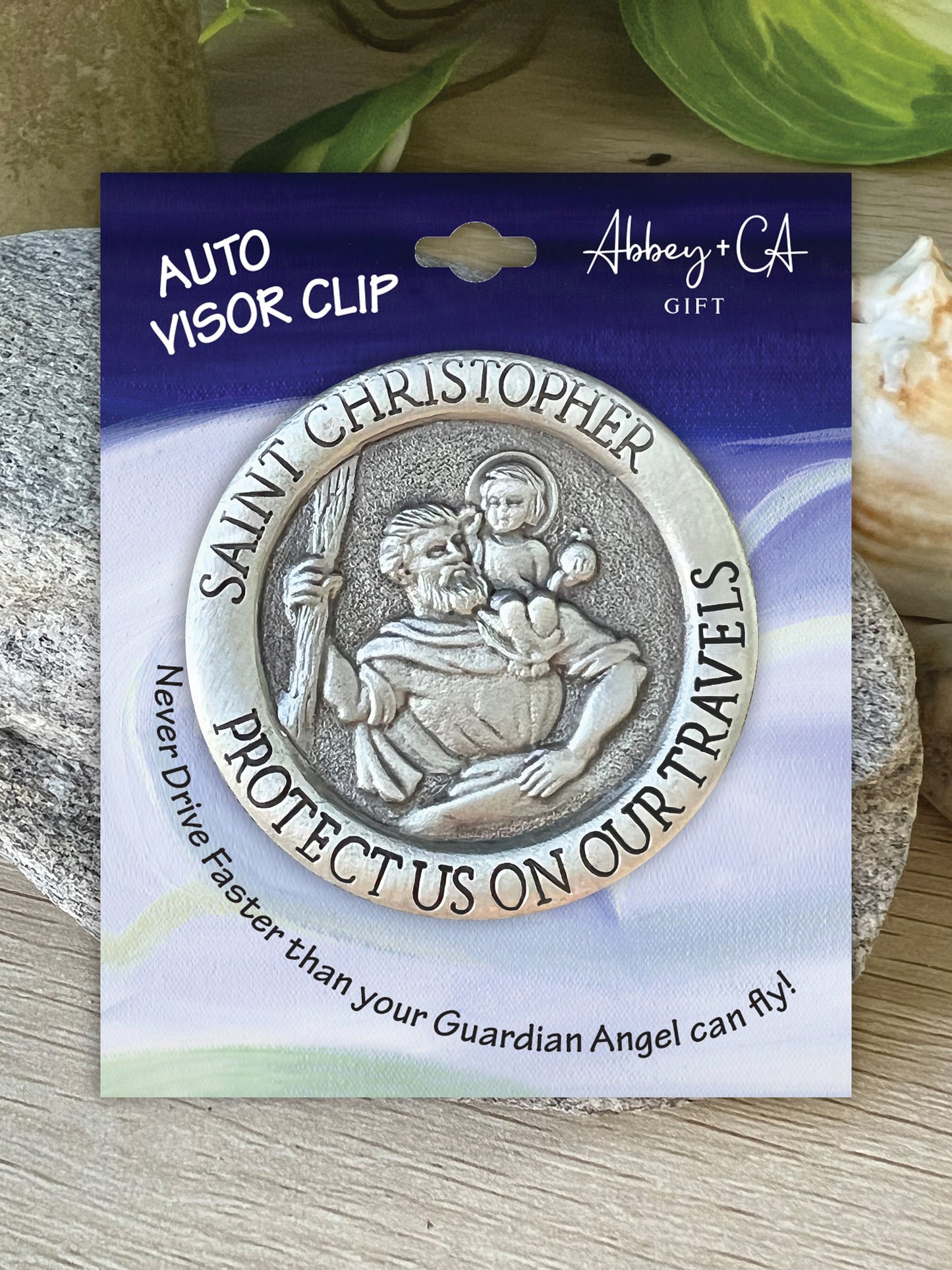 Auto Visor Clip 2" - St. Christopher (Round)
