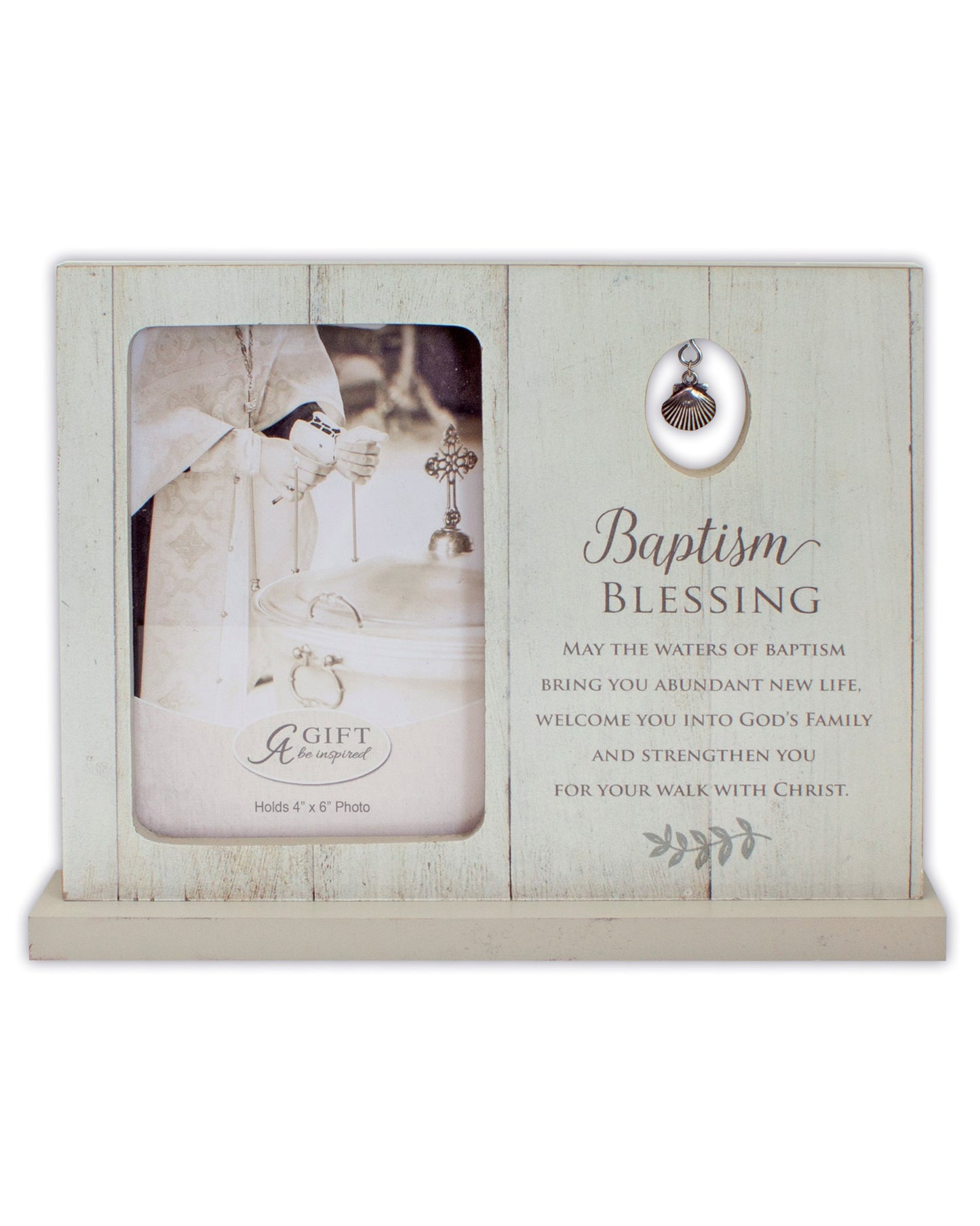 Standing Baptism Photo Frame with Charm 9.5x7.5"