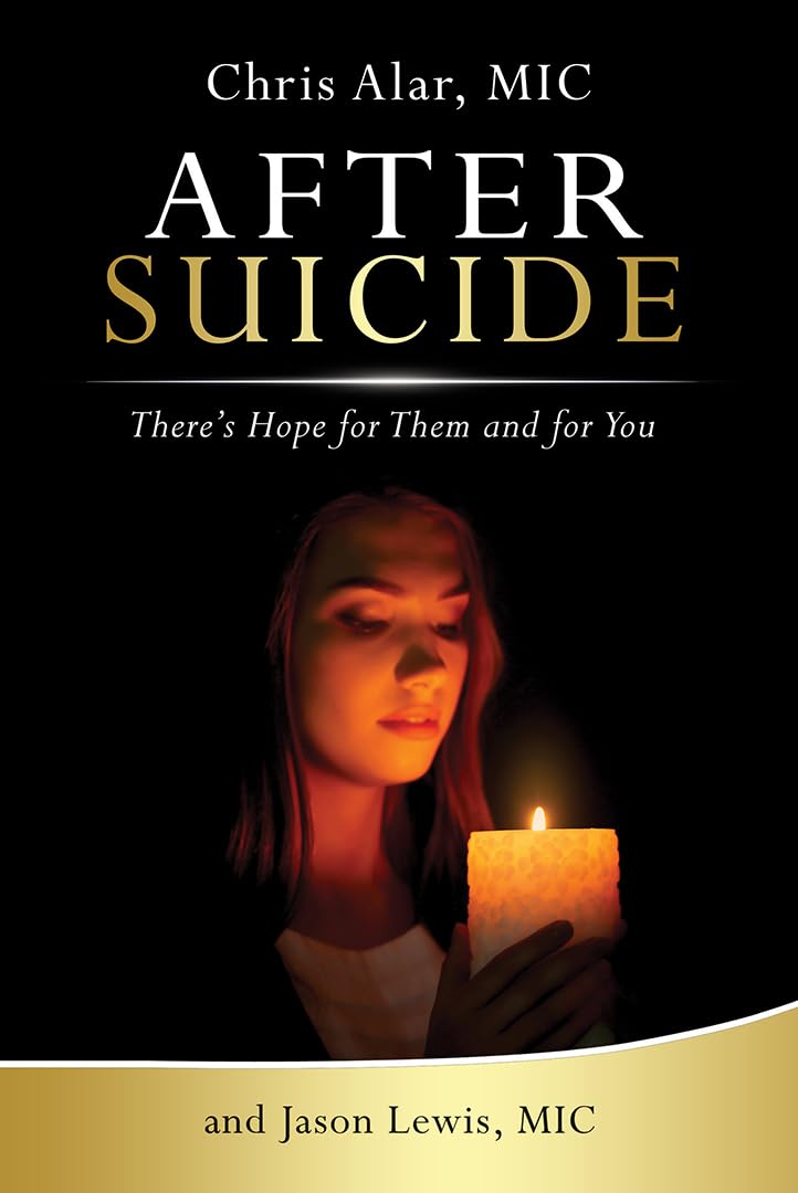 Book cover of 'After Suicide' with a person holding a candle against a dark background
