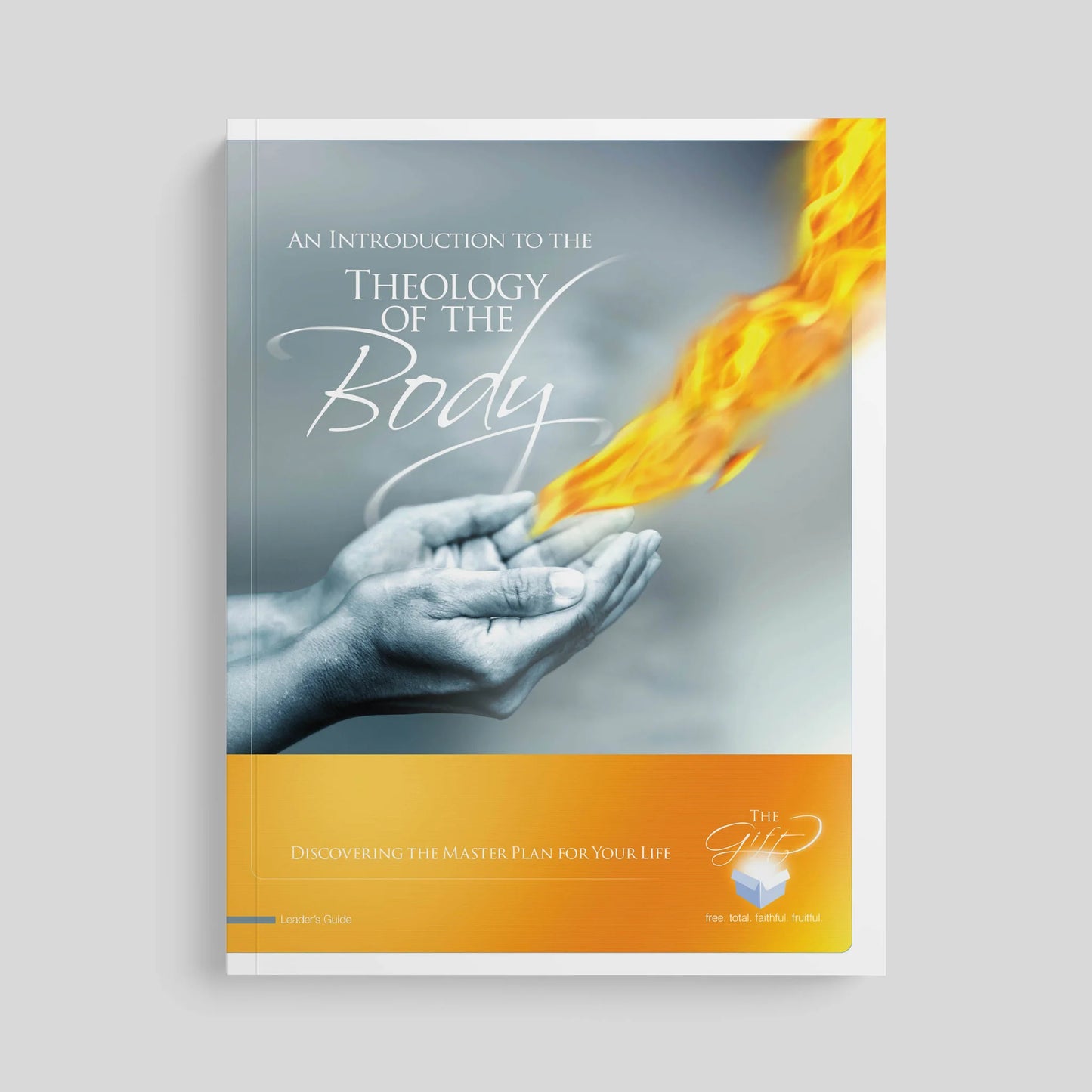 Book cover of 'An Introduction to the Theology of the Body' with hands and flame design on a gray background