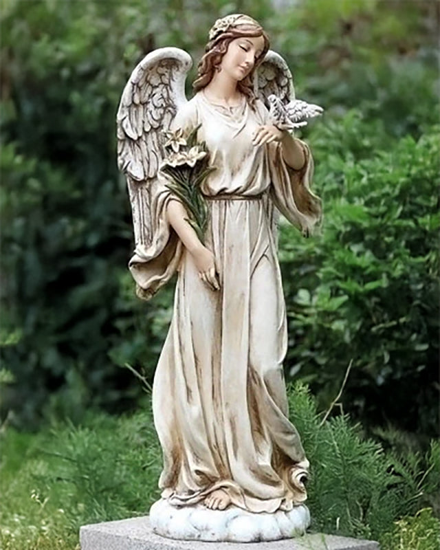 Angel Holding Dove Garden Statue 24.5"