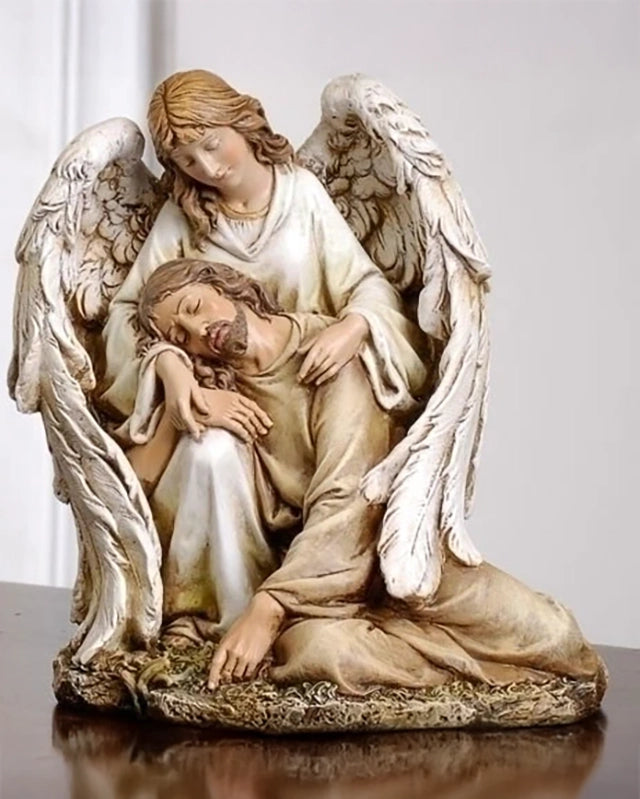 Angel with Fallen Christ Statue 7"