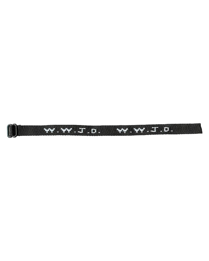 Black belt with 'W.W.J.D.' text on a white background