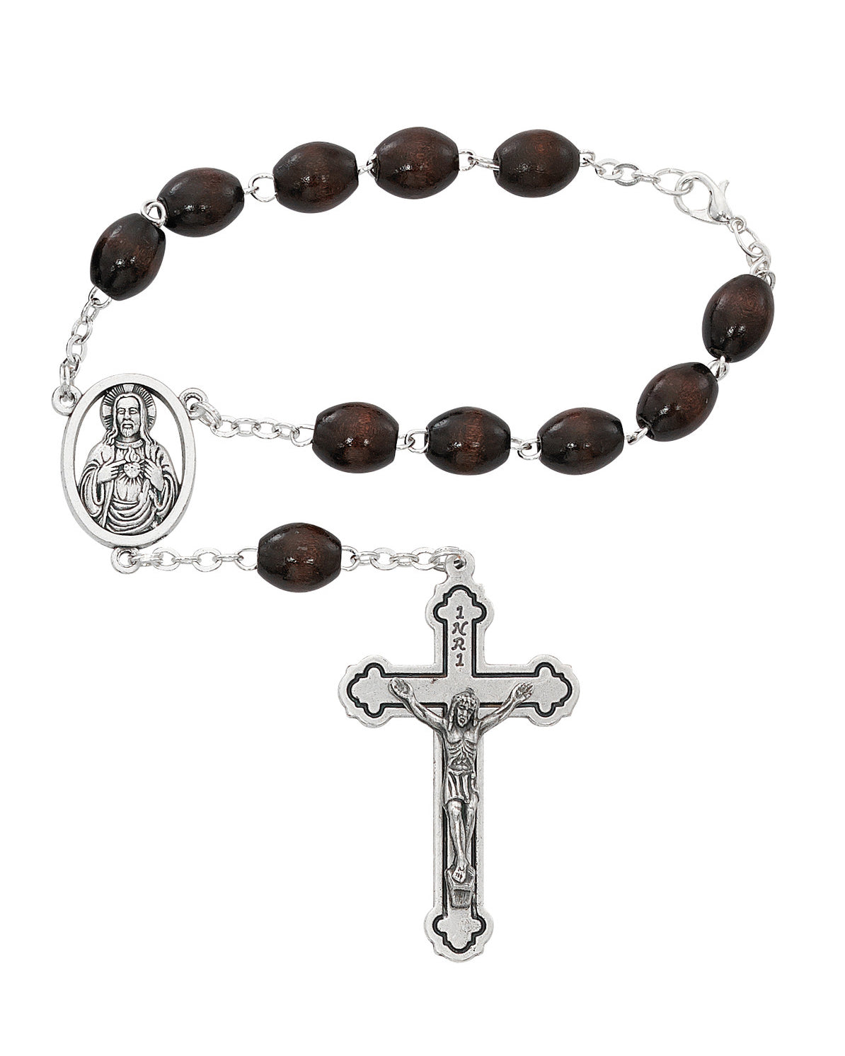 Rosario para auto del Sagrado Corazón marrón