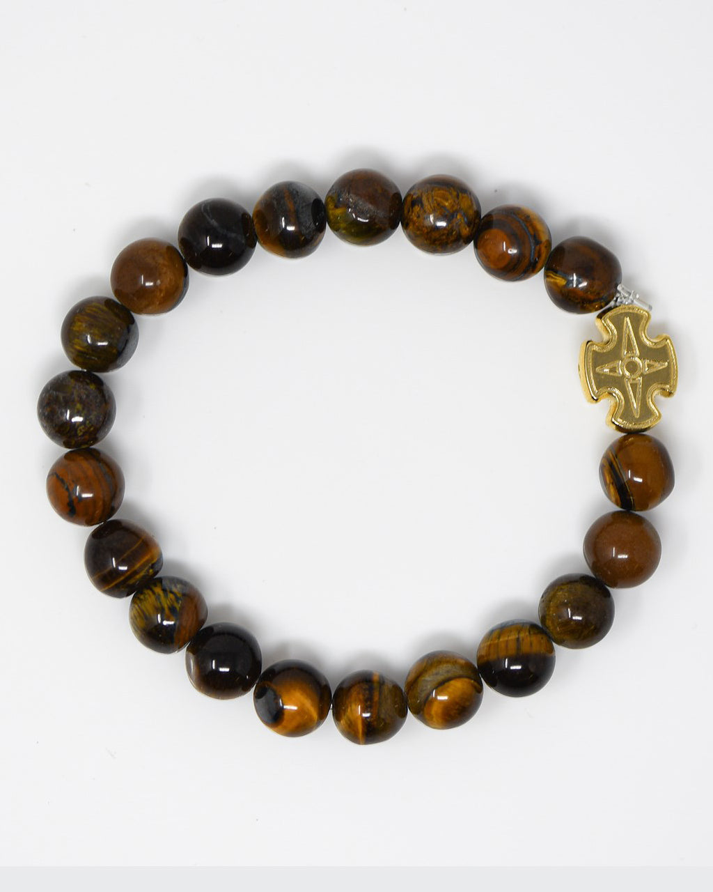 Brown Stretch Bracelet with Gold Charm