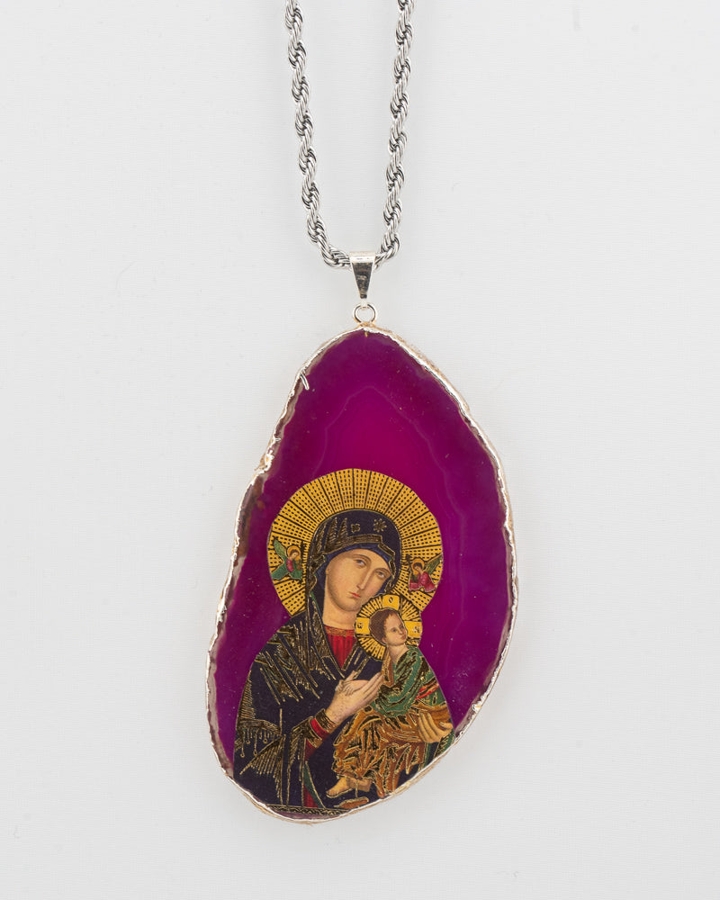 Collier Pendentif Agate Byzantine Notre-Dame du Perpétuel Secours