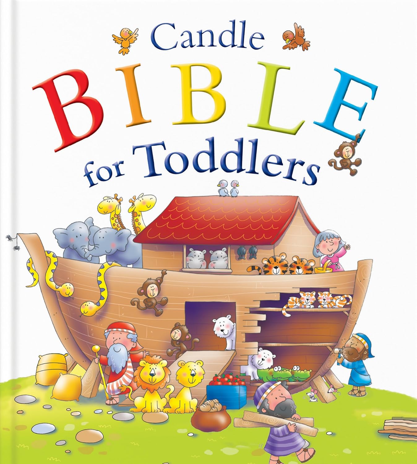 Children's book titled 'Candle Bible for Toddlers' with a colorful illustration of Noah's Ark on the cover.