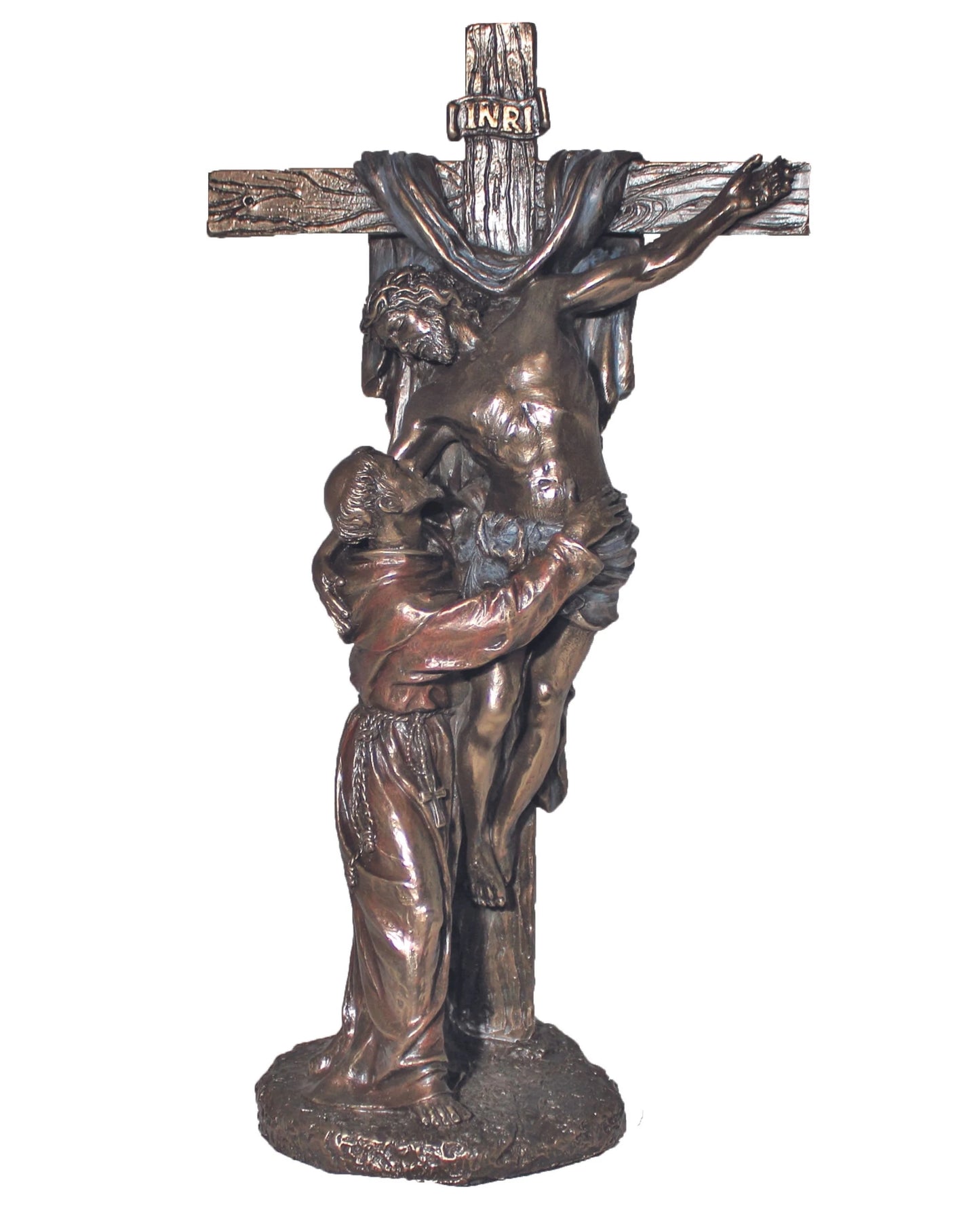 Christ with St. Francis of Assisi Crucifixion Statue 11.5"