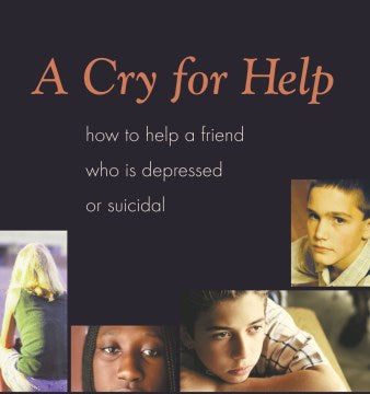 Book cover titled 'A Cry for Help' on a dark background with images of people.