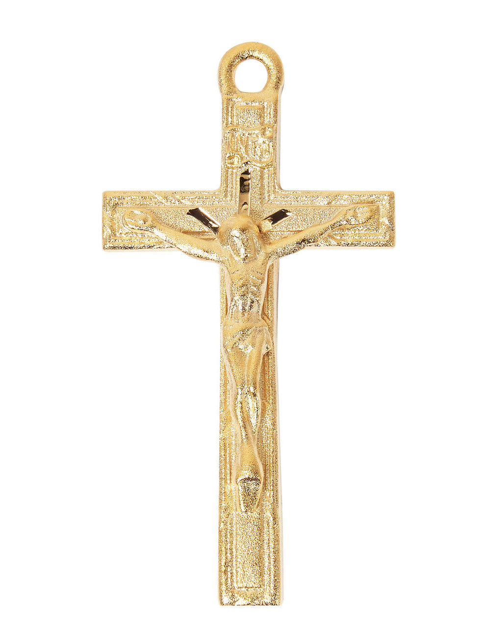 Gold Over Pewter Crucifix Necklace with 24" Chain