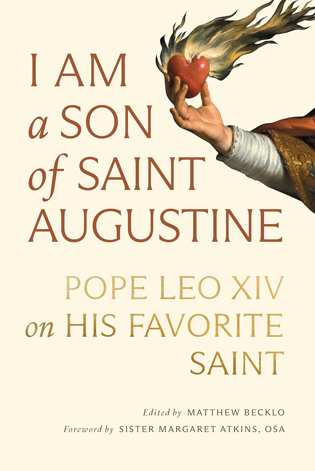 Book cover of 'I Am a Son of Saint Augustine' with an illustration of a hand holding a heart.