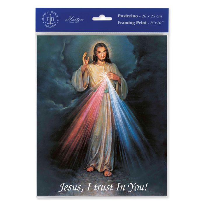 Packaged print of a religious figure with a blue border and 'FB' logo.