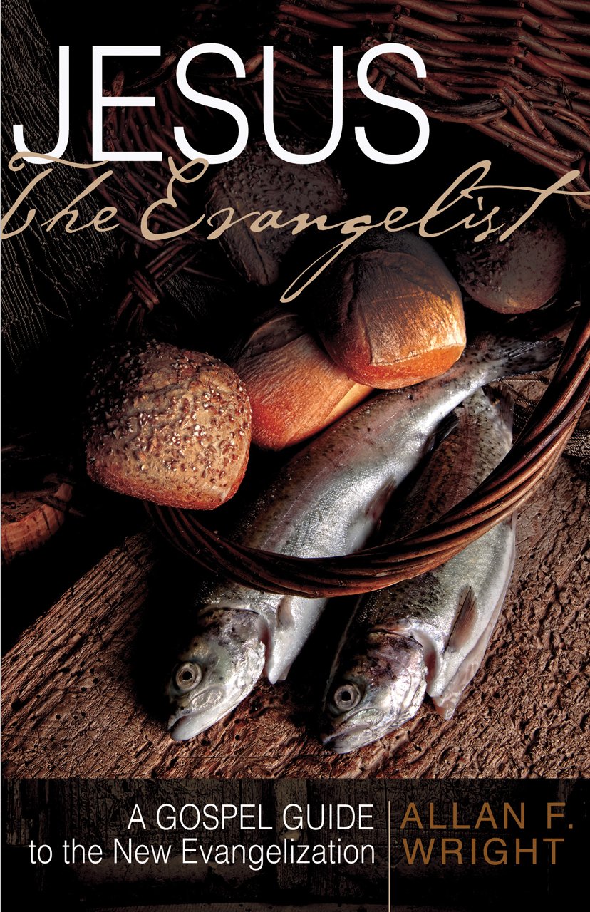 Book cover of 'Jesus the Evangelist' with bread and fish in a basket