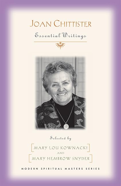 Book cover of 'Essential Writings' by Joan Chittister with a portrait of Joan Chittister on a purple background.