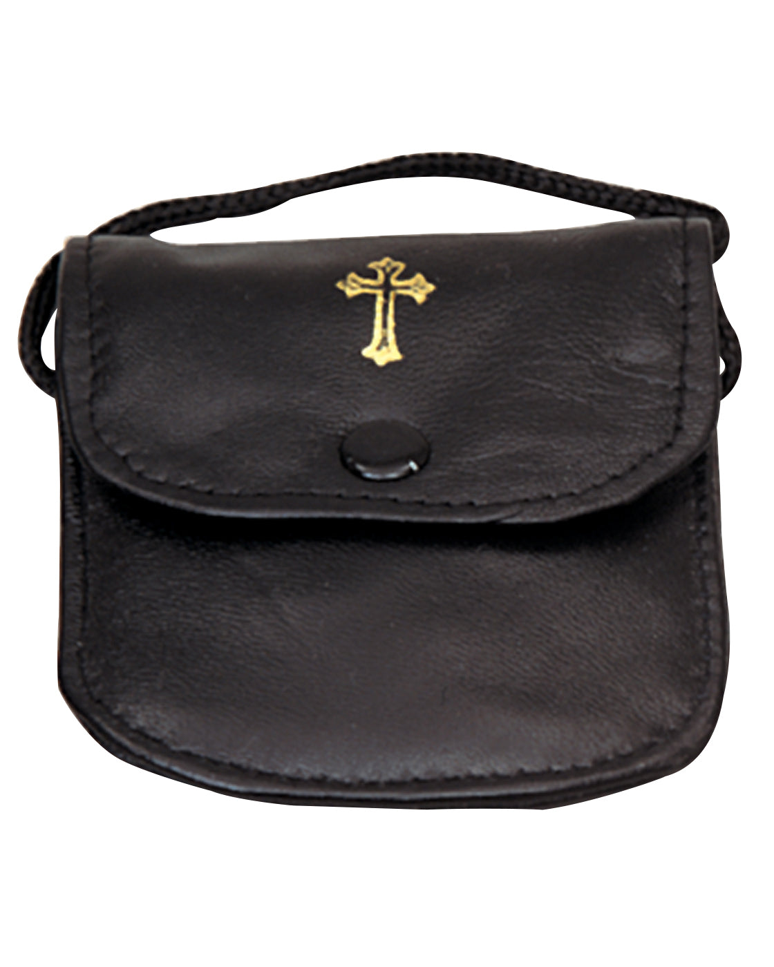 Black Leather Burse with Gold Cross