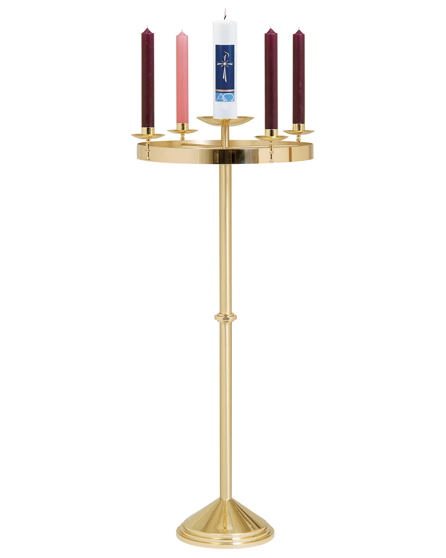 Solid Brass Advent Wreath 48"