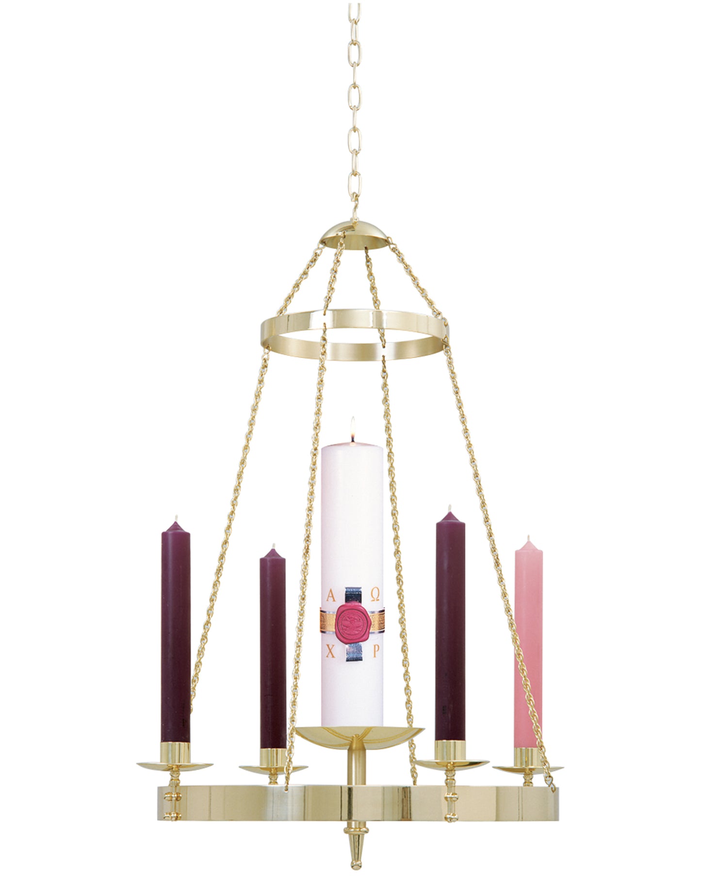 Solid Brass Hanging Advent Wreath