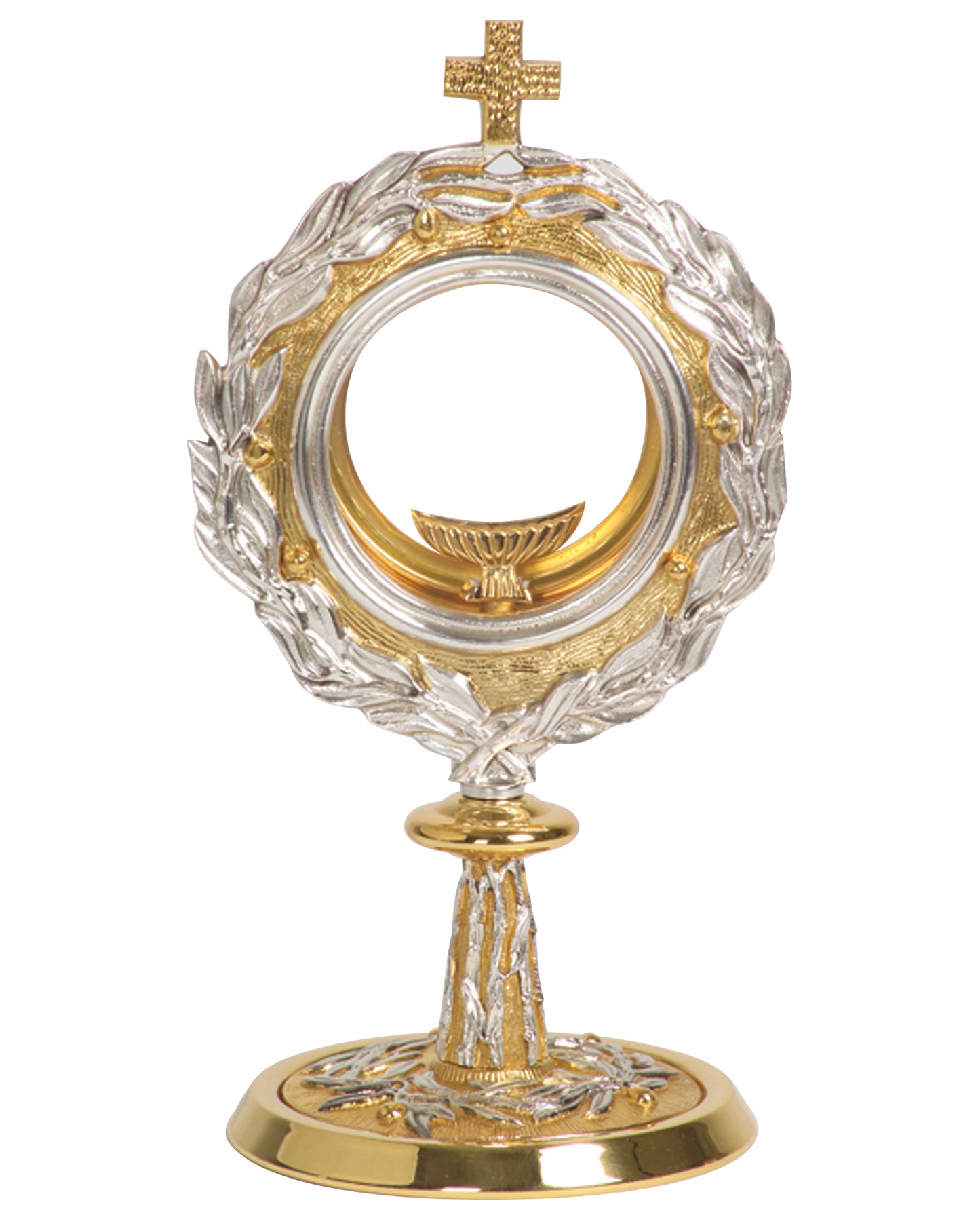 Gold and Silver-Plated Leaf Detail Chapel Monstrance 11.5"