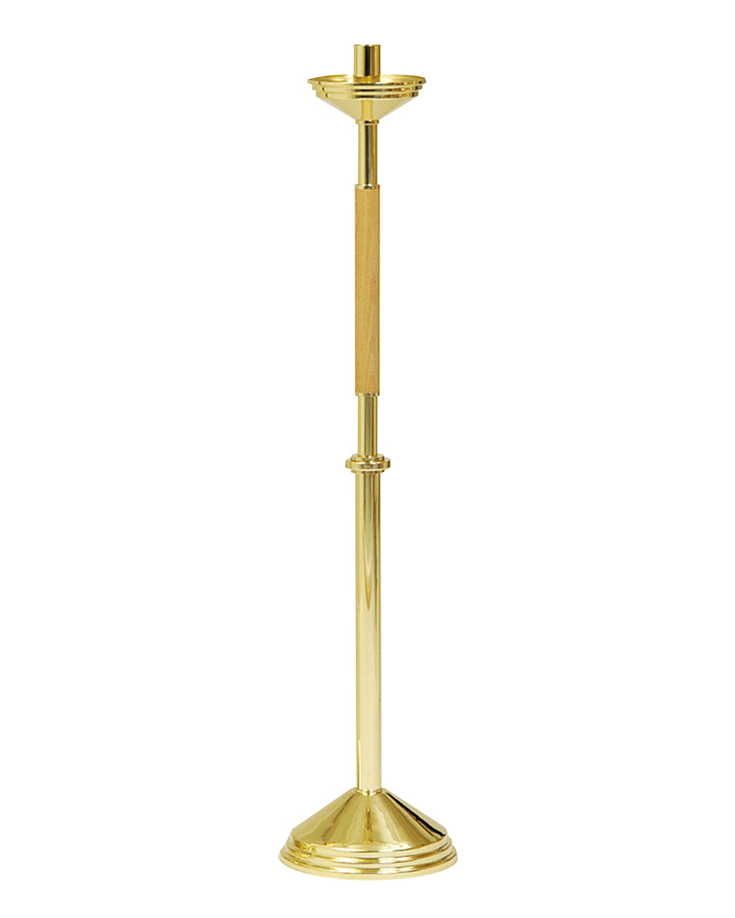Candelabro Pascual Procesional de Latón y Roble de 46 pulgadas
